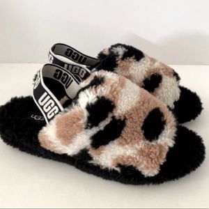 UGG Fluff Yeah Slide Cow Print Slippers Size 9* BRAND NEW